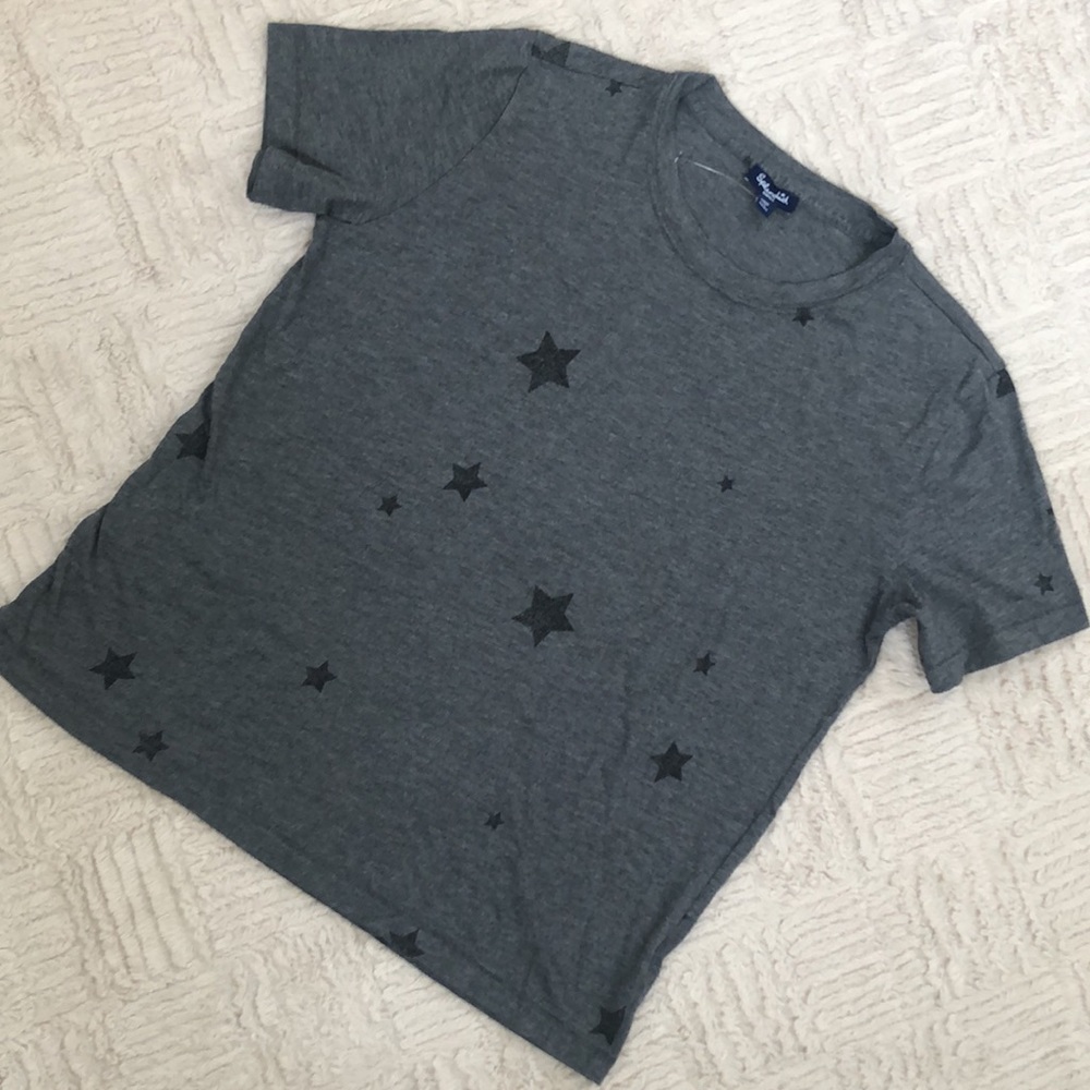 Splendid charcoal gray stars crewneck t-shirt Size Small New